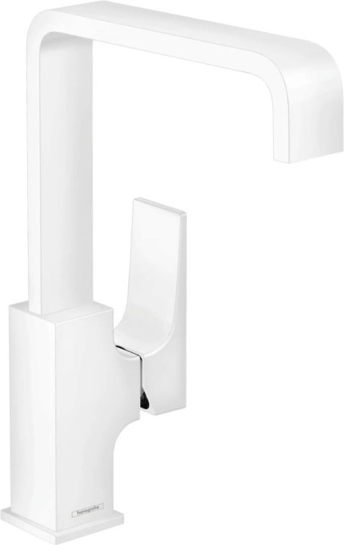 Hansgrohe Metropol 1-gats wastafelkraan 230 met push open waste m. 120° draaibare uitloop 16.5cm mat wit