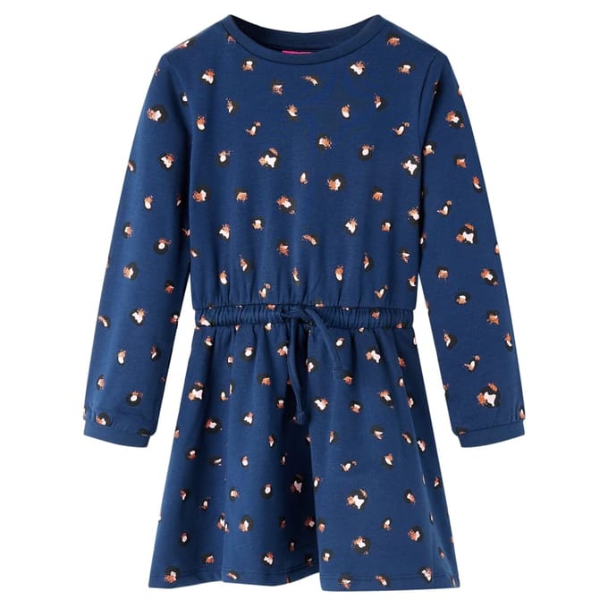 vidaXL - Kinderjurk - met - lange - mouwen - 116 - marineblauw