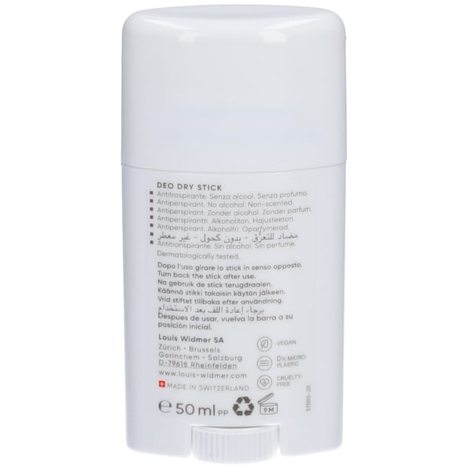 Louis Widmer Deo Dry Stick Antiperspirant - Zonder Parfum 50 Stiften