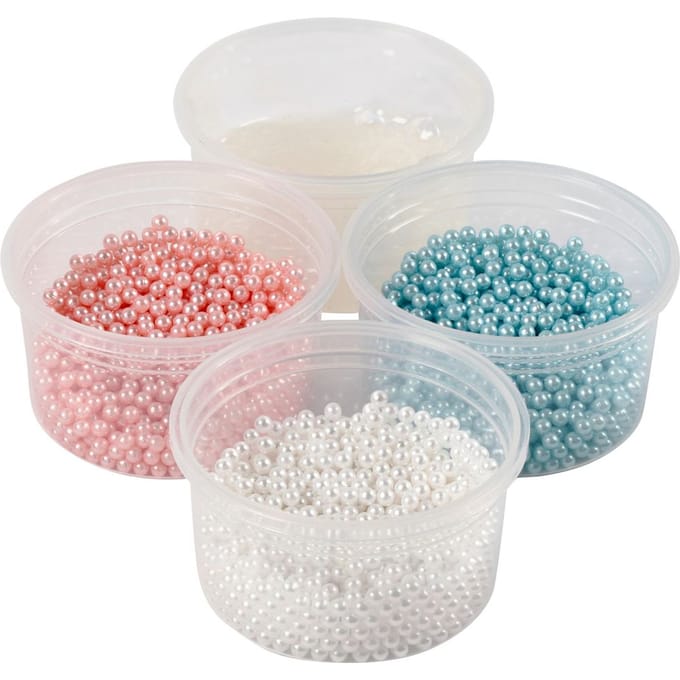Pearl Clay Set - Lichtblauw/Crème/Helder Rood