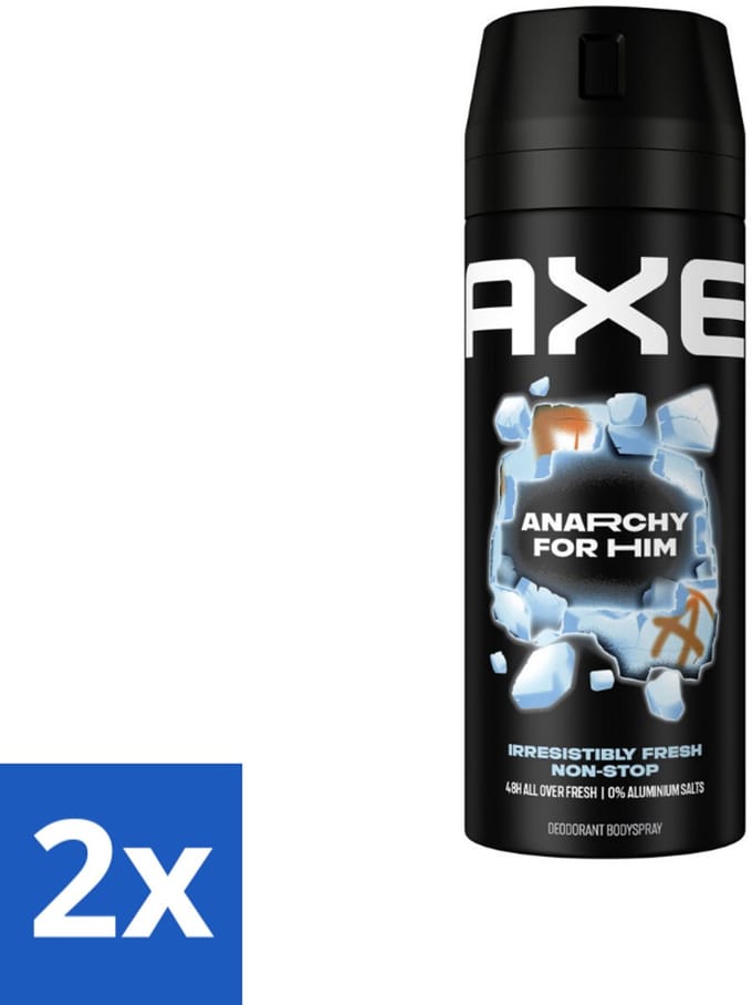 2 x Axe Deodorant Bodyspray Anarchy for Him 150 ml - Deodorant - Deodorant Spray - Axe Anarchy - Mannelijke Geur - Granaatappel