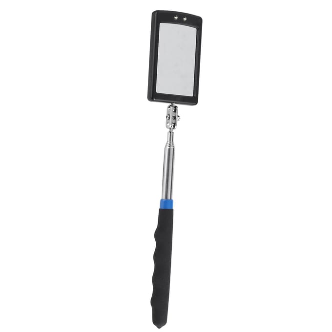 Miroir d'inspection télescopique, flexible et réglable, éclairé par LED, pivotant à 360 degrés, outil extensible white