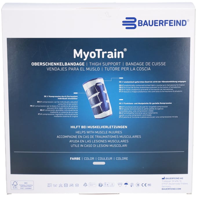 Bauerfeind MyoTrain Dijbeenbrace Bovenbeenbrace - 4 - Universeel - Grijs