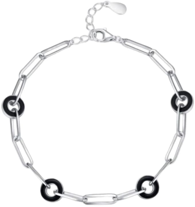 Armband zilver met zwarte ringen