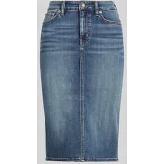 regular fit midi-rok van denim