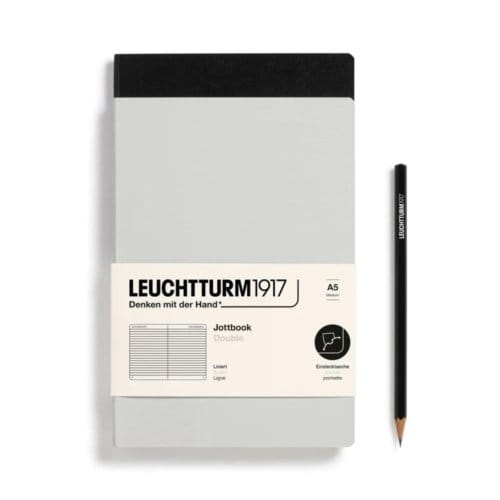 Leuchtturm1917 jottbook set van 2, flexcover, medium a5, gelinieerd, licht grijs / zwart