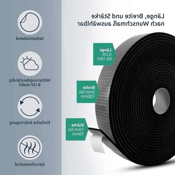 Afdichtband Schuimrubber - EPDM Compriband - Tochtstrippen Ramen - 100% Waterdicht - 10 Meter 12x3mm