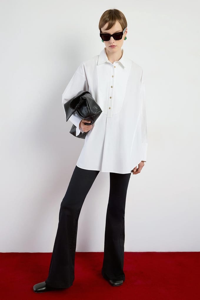 Touché Privé - Oversized poplin tuniek met gouden knopen - Wit - Dames