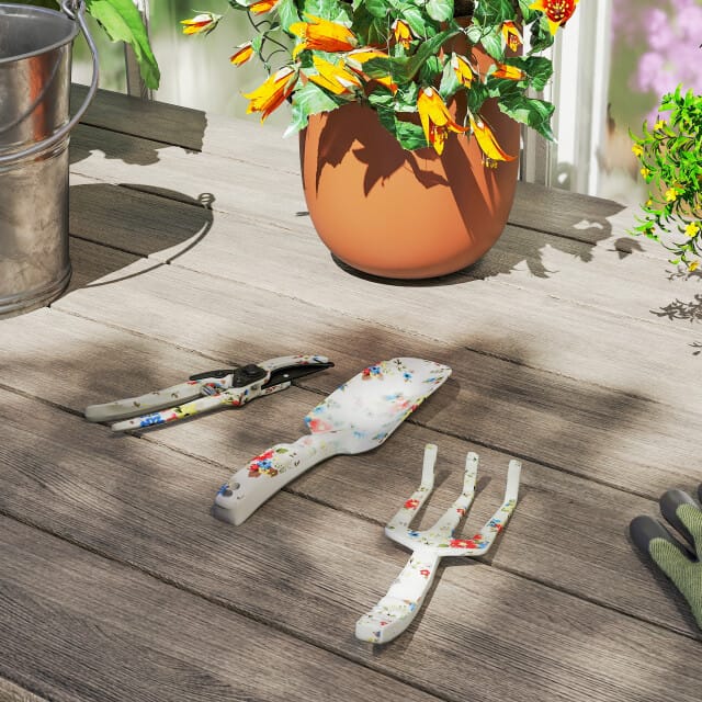 4goodz Set 3 delig tuingereedschap bloem decor