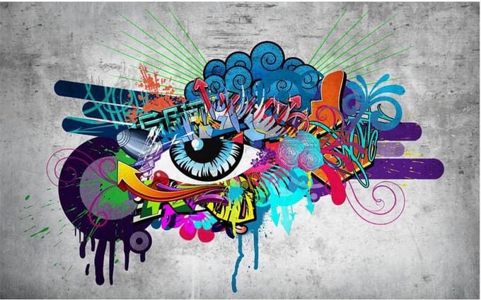 400cm X 280cm - Fotobehang - Graffiti oog