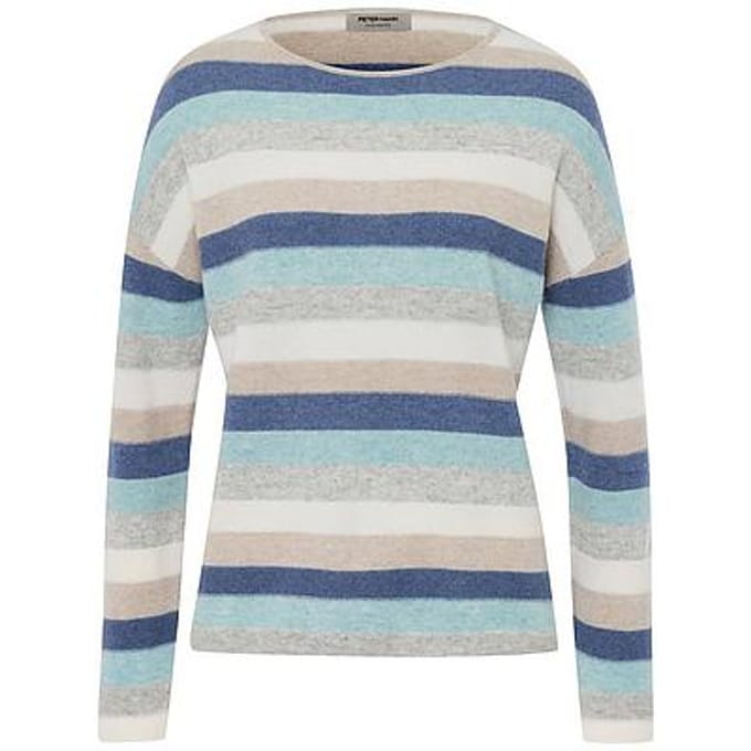 Trui ronde hals 100% kasjmier Van Peter Hahn blauw