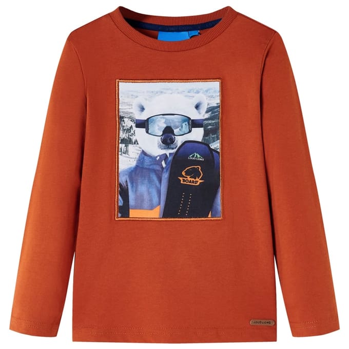 vidaXL - Kindershirt - met - lange - mouwen - 140 - lichtroestkleurig