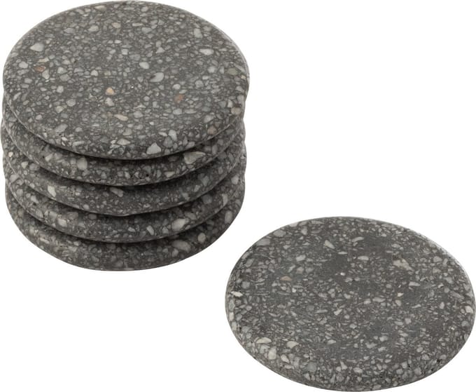 J-Line onderzetter Marmer - steen - grijs - 6 stuks