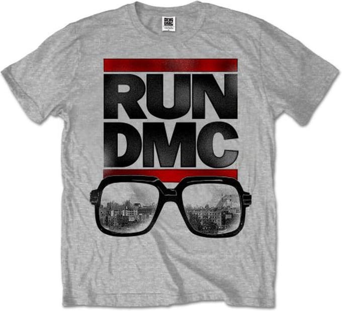 Run DMC - Glasses NYC Heren T-shirt - S - Grijs