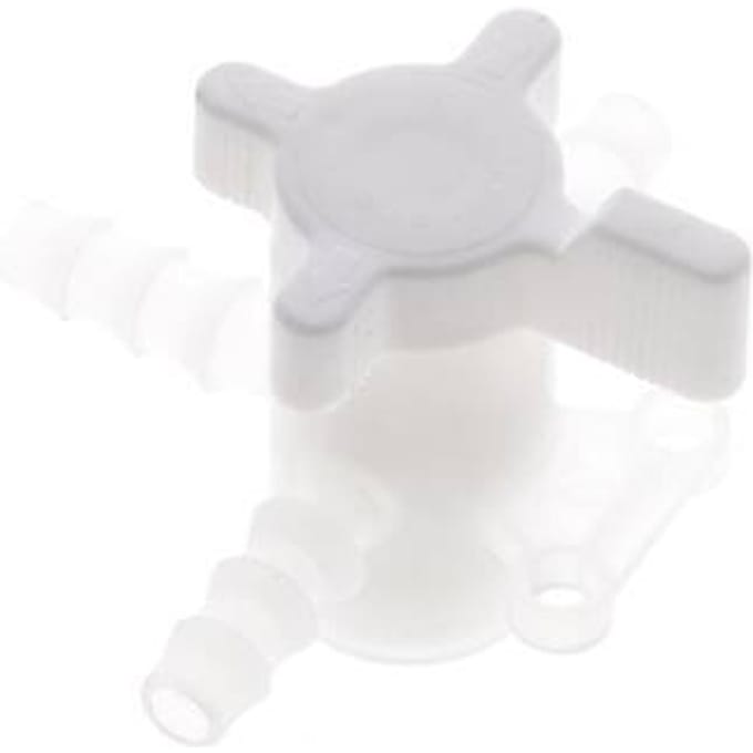 PVDF 3-weg Kogelkraan 1/4'' (6 mm) Slangpilaar