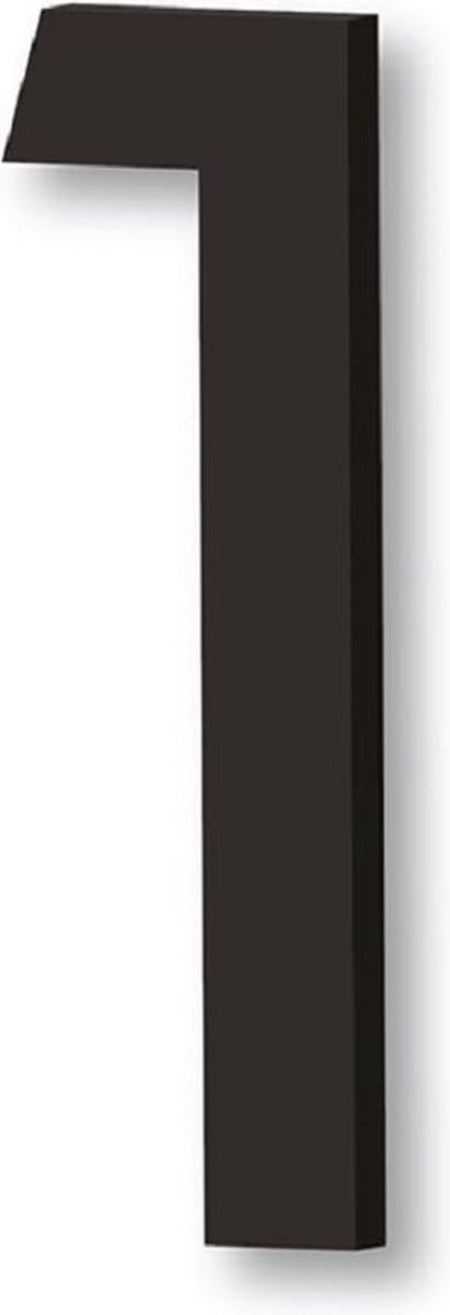 Zwart huisnummer 1 - huisnummer voordeur - 20cm hoog - type B-H