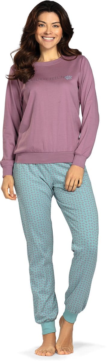 Comtessa - Dames winter pyjama - Katoen interlock - Roze Blauw - Maat 48