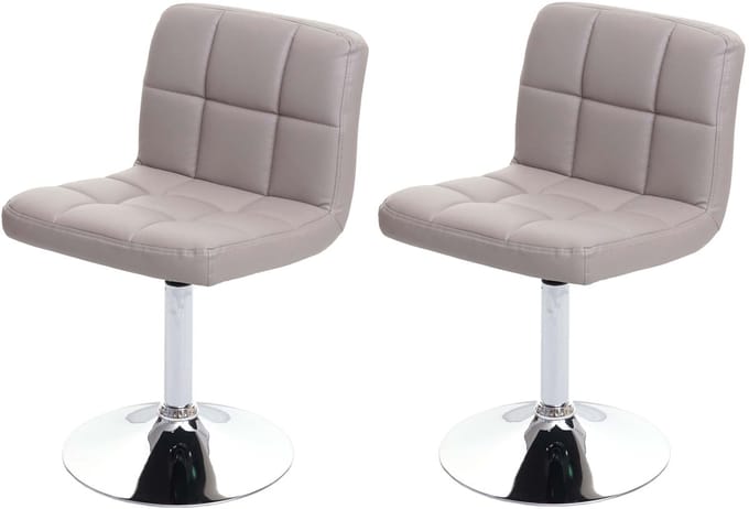 Set van 2 eetkamerstoelen Bureaustoel Stoel Kavala kunstleer chroom ~ taupe-grijs