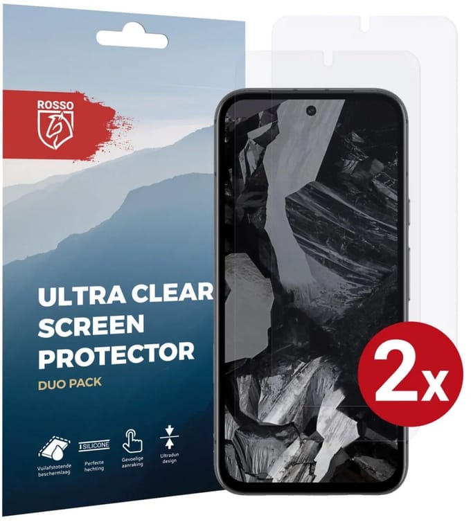 Rosso Screen Protector Ultra Clear Duo Pack Geschikt voor Google Pixel 8a | TPU Folie | Case Friendly | 2 Stuks