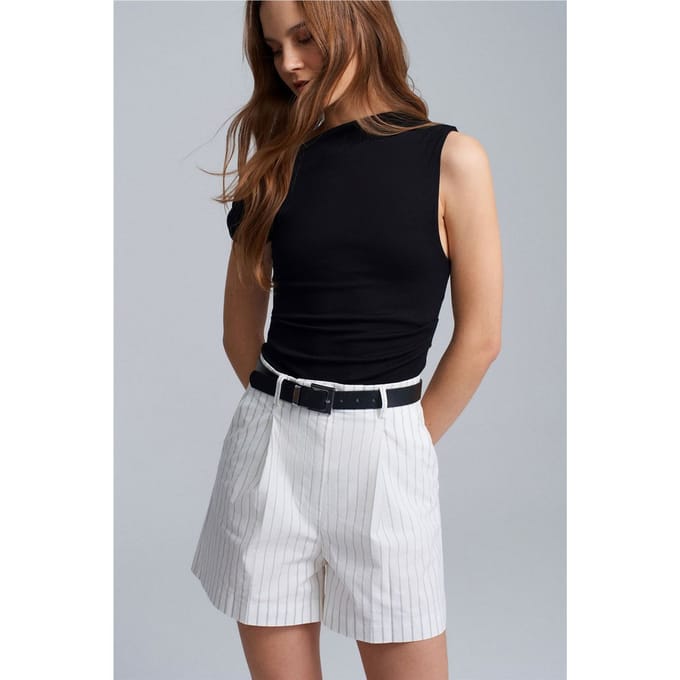 Dames Hoge Taille Gestreepte Geloofde Shorts