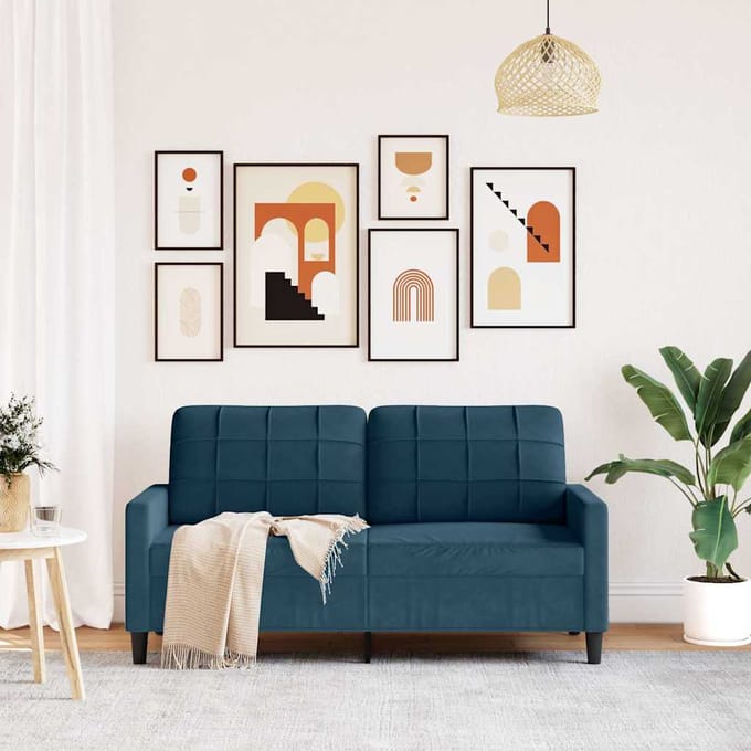 vidaXL - Tweezitsbank - 140 - cm - fluweel - blauw