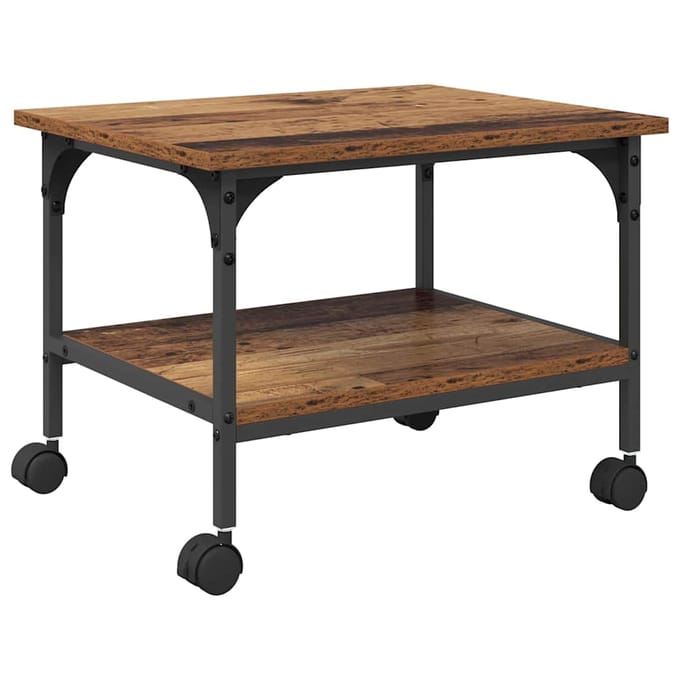 vidaXL - Printerstand - Oud - Hout - 50 - x - 40 - x - 38 - cm - Bewerkt - hout
