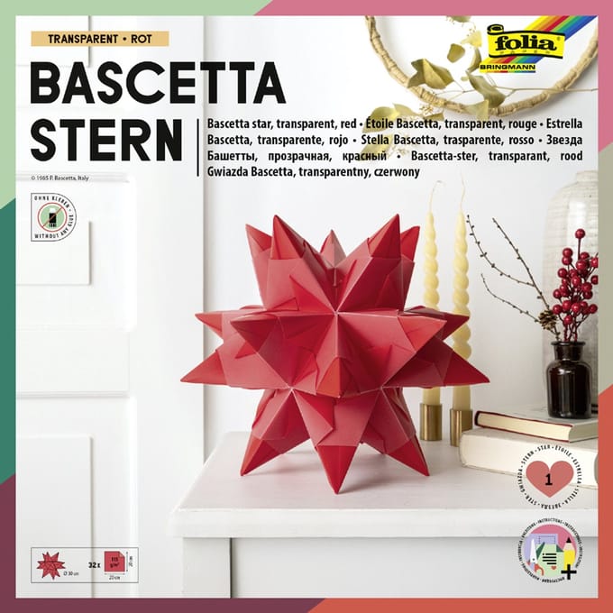 folia vouwbladen Bascetta-ster, blauw-transparant, 200 x 200 mm, 32 vel