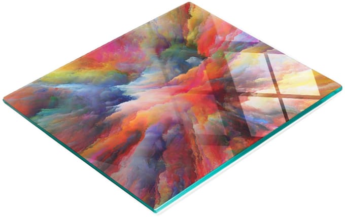 Glazen serveerplank met kleurrijke afbeeldingen, 60x52 cm