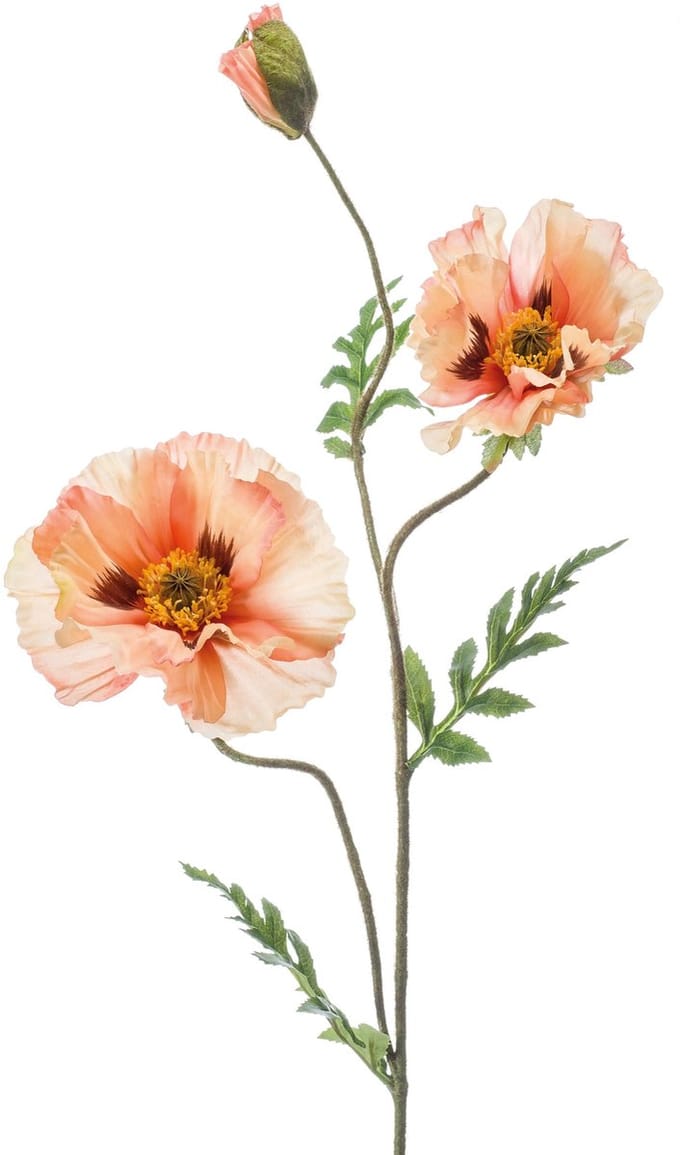 Emerald - Kunstbloem Klaproos peach 90cm - Kunstplant voor binnen