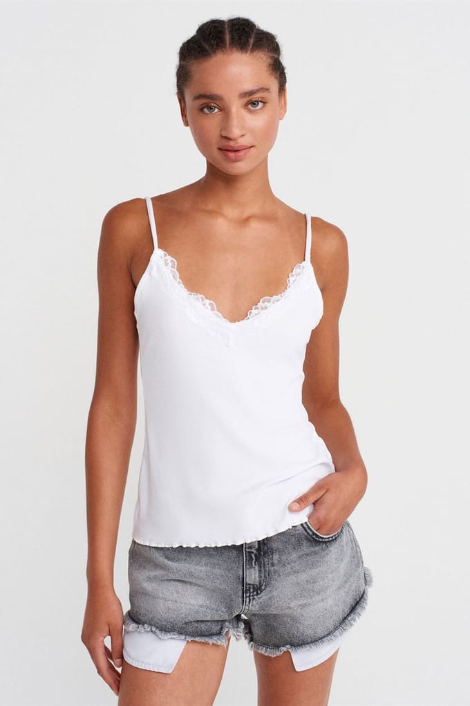 Kanten Mouwloze Slim-fit Cami Blouse