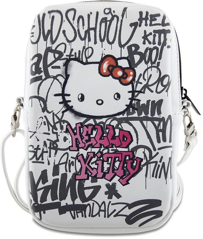 Hello Kitty Graffiti Heuptas met Riem - (Geschikt voor toestellen tot 7 Inch) - Wit