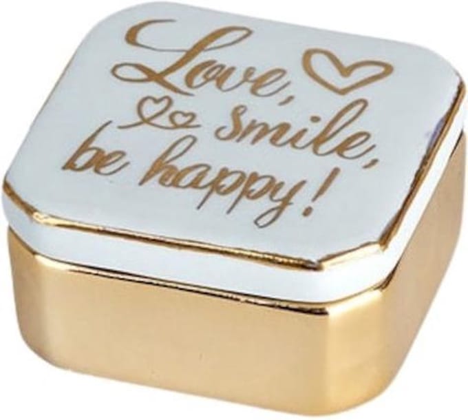 Balvi Sieradendoos Meow! 4,9 X 4,9 Cm Porselein Goud/blauw