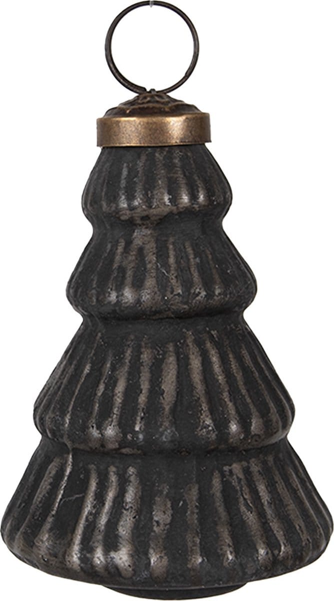 Clayre & Eef Kerstbal Overig Ø 6x9 cm Zwart Glas Kerstballen