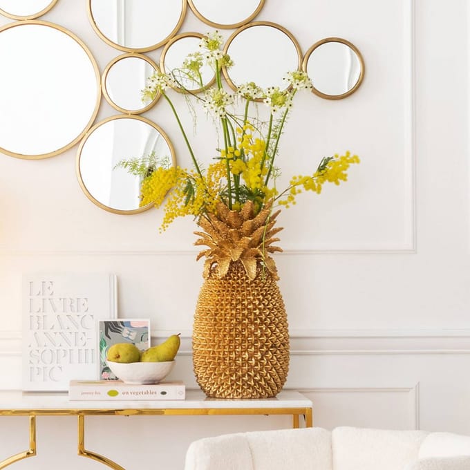KARE decoratieve vaas Ananas, hoogte 50 cm, polyresin, handgemaakt