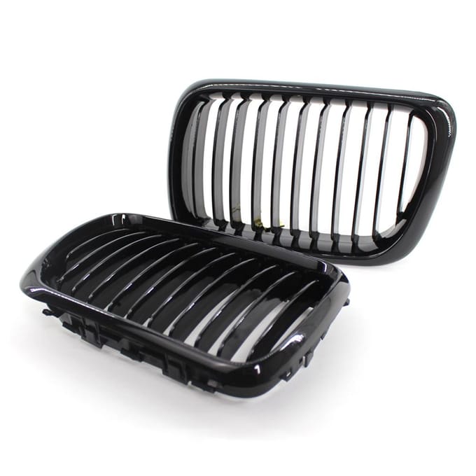 2 stuks glanzend zwarte voorbumper motorkap nieren grille race grille vervanging voor BMW 3-serie E36 M3 gray