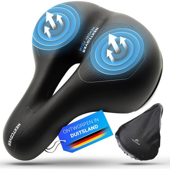 Nextcover Fietszadel - Airflow - Ergonomisch - Memory Foam - Zwart