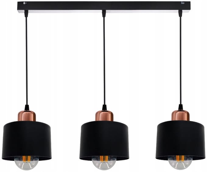 Moderne zwarte plafondlamp met Koperen accenten - Edison Stijl
