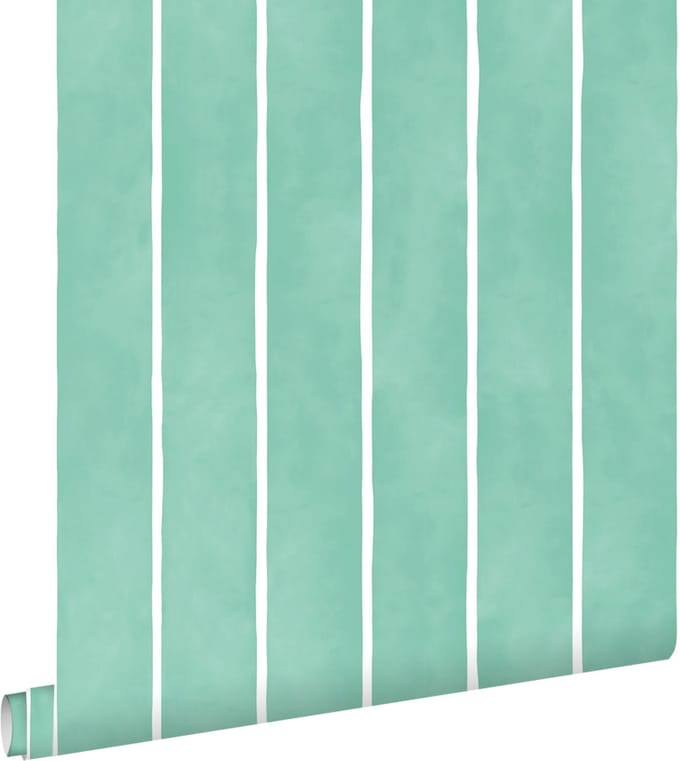 ESTAhome behang strepen groen en wit - 50 x 900 cm - 131309