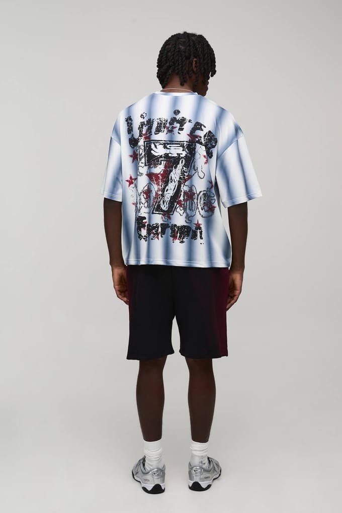 Ruimvallende Spray Gewassen Jersey Short | Black | Size Medium