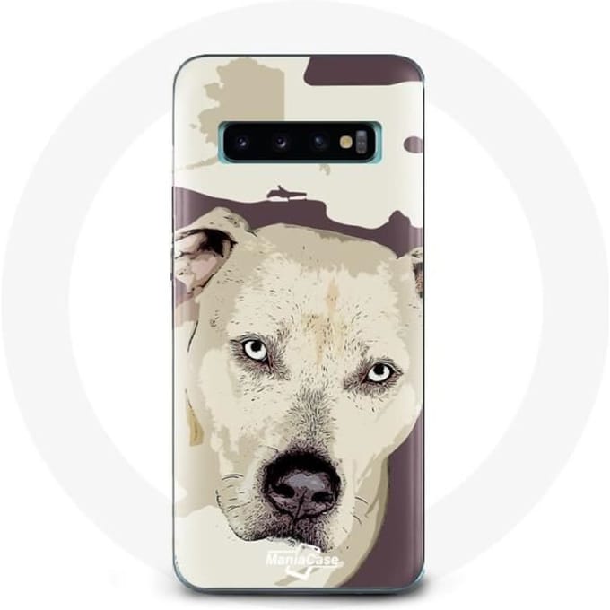 Coque pour Samsung Galaxy S10 Plus Chien de Pitbull Blanc