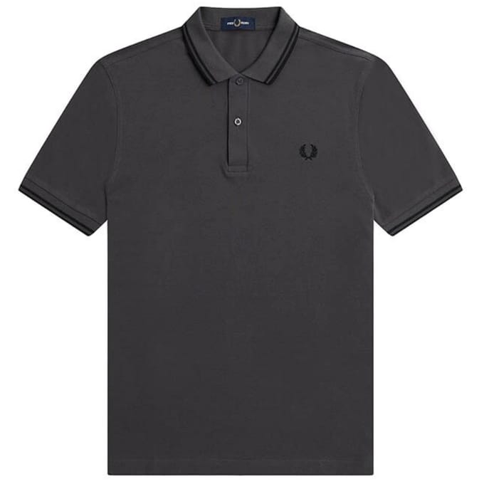 Fred Perry zwart grijs poloshirt met dubbele getipte kraag
