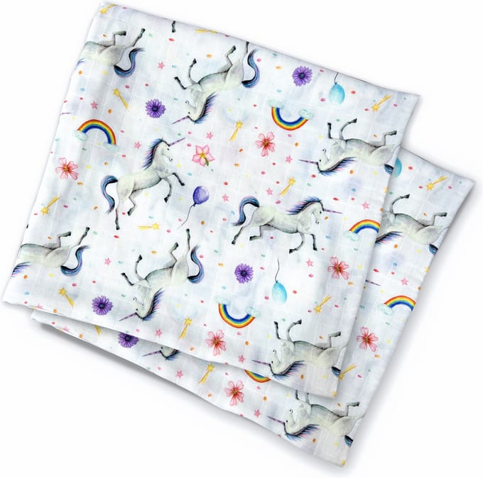 World of Mies hydrofiele doek bamboe - 2 stuks - unicorn - 60x60cm