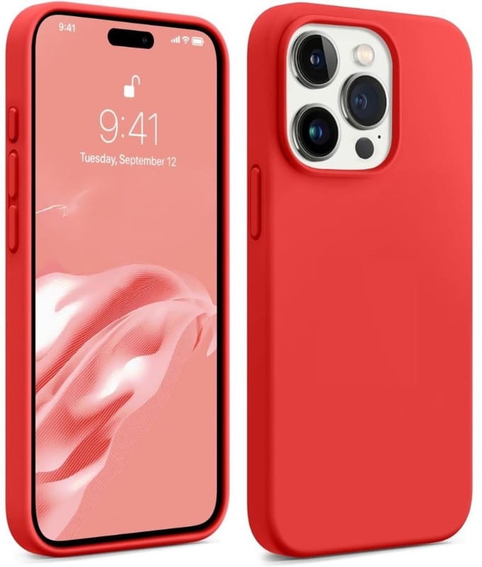 Solid hoesje Soft Touch Liquid Silicone Flexible TPU Rubber - Geschikt voor: iPhone 16 Pro - Rood