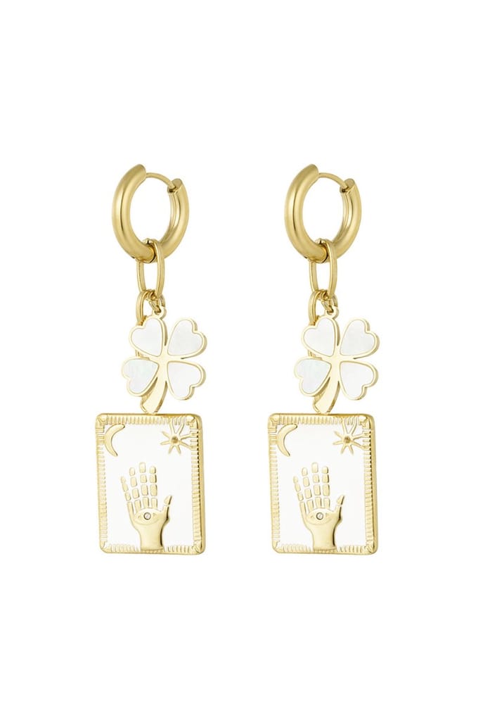 Bijoutheek Oorhangers Magic Hand Wit Goud