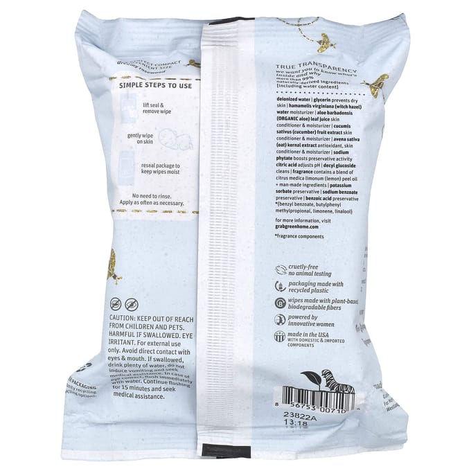 Grab Green, Mouchoir Apaisant à l'Hamamélis pour Bébé, Bois de Rose Rêveur, 32 feuilles white