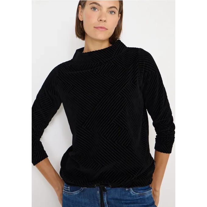 Shirt met structuur en trechtervormige hals