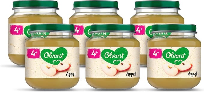 Olvarit Fruithapje 4+ Maanden - Appel - 6 x 125g