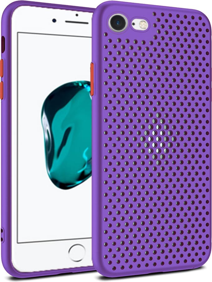 Smartphonica iPhone 6/6s Plus siliconen hoesje met gaatjes - Paars geschikt voor iPhone 6/6s Plus