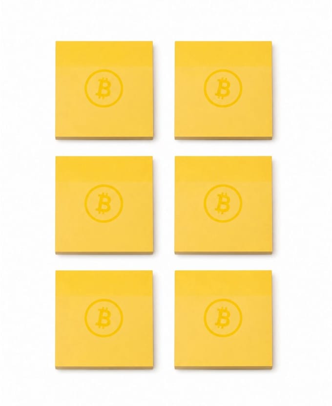 Bitcoin sticky notes - 6 memoblokken - 76x76mm - Oranje - crypto - 600 memoblaadjes