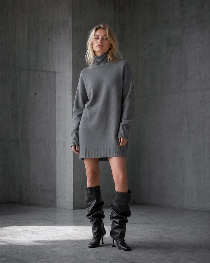 Long pullover viscose blend 2068 | Dark Grey - Dark Grey / S